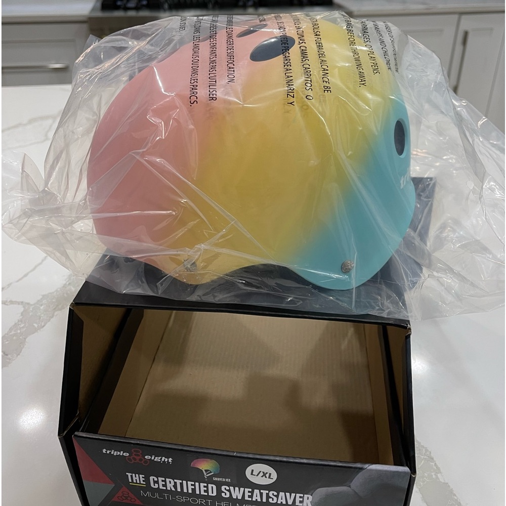 L/XL NEW BICYCLE SKATING HELMET RAINBOW PINK COLORED “SHAVED ICE” - Picture 2 of 8
